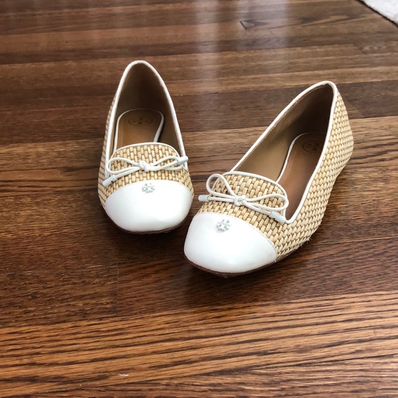 Tory Burch Shoes - Tory Burch Catherine Wicker Cap Toe Ballet Flats